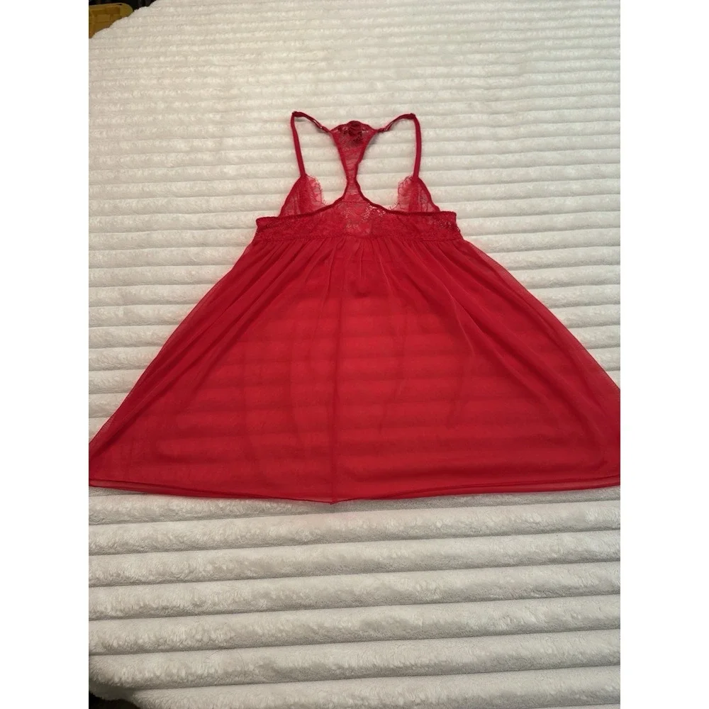 Victoria's Secret Red Lace T-Back Babydoll Chemise‎ Lingerie Small